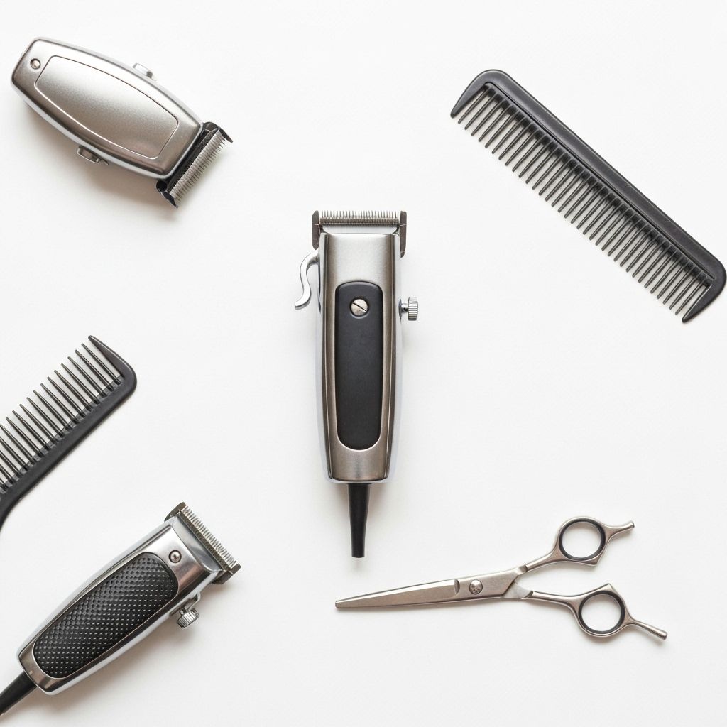 Professional barber clippers and tools